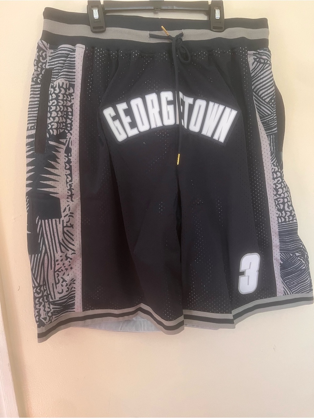 Georgetown Iverson bottoms embroidered basketball shorts